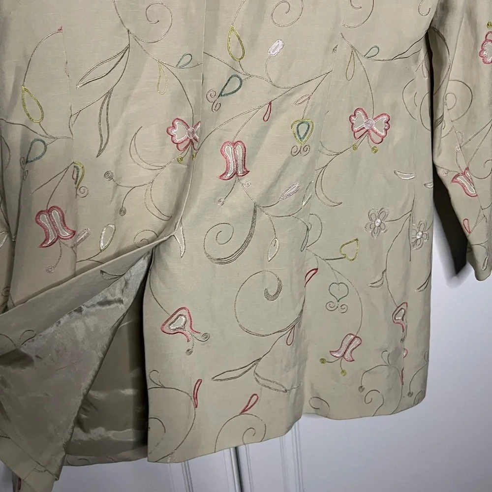 Grace Dane Lewis silk-linen embroidered blazer